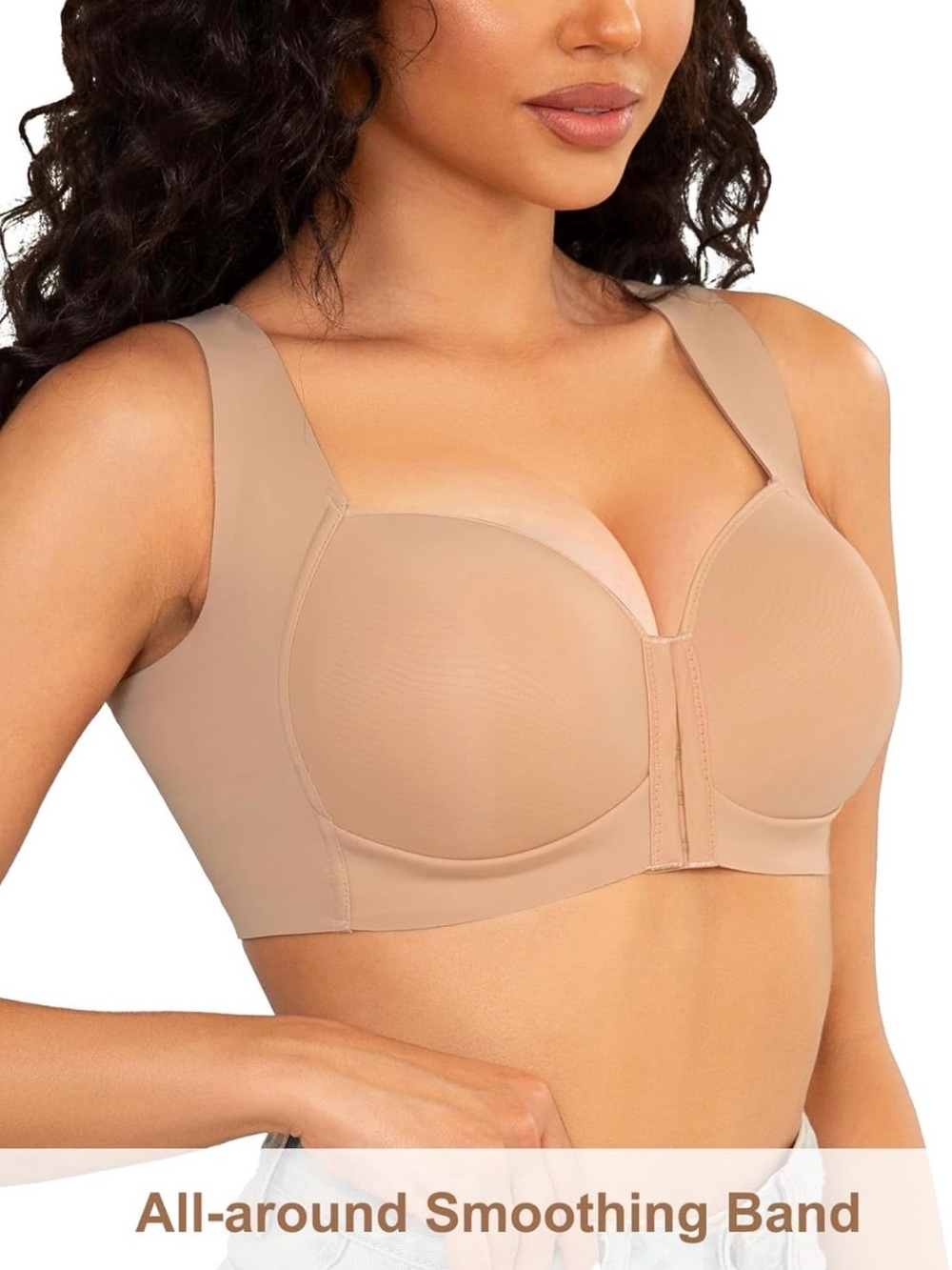 Smooth Front-Closure T-Shirt Bra in Nude